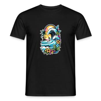 surf plage palmier soleil vacances - T-shirt homme - noir - Devant - AI Model Male 178 light (178cm)