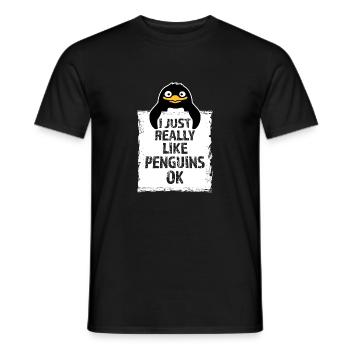 I Just Really Like Penguins OK Ich mag Pinguine - Men's T-Shirt - black - Front - AI Model Male 178 light (178cm)