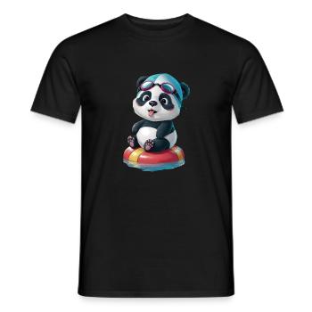 Pandas Schwimmabenteuer! - Männer T-Shirt - Schwarz - Vorne - AI Model Male 178 light (178cm)
