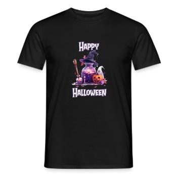 Halloween – Happy Halloween Witch’s Kitchen with Ghost - T-shirt homme - noir - Devant - AI Model Male 178 light (178cm)