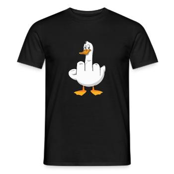 Middle Finger Duck Cheeky Duck with Humor - Men's T-Shirt - black - Front - AI Model Male 178 light (178cm)