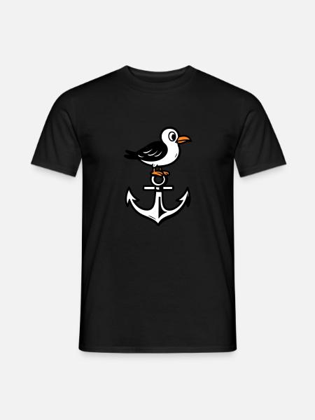 Möwe Anker Comic - Männer T-Shirt - Schwarz