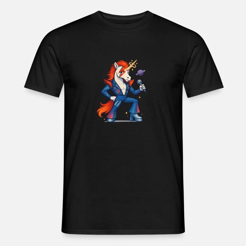 Bowie-Einhorn - Männer T-Shirt - Schwarz
