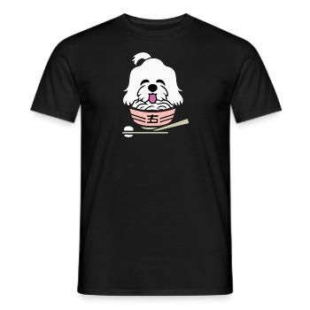 Chien maltais Ramen Drôle Chien Cadeau Rétro - T-shirt homme - noir - Devant - AI Model Male 178 light (178cm)