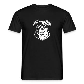 Schwarz-Weiß Hund mit Sonnenbrille - Männer T-Shirt - Schwarz - Vorne - AI Model Male 178 light (178cm)
