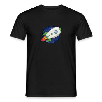 Comic-Rakete vor Galaxie - Jetzt abheben! - Männer T-Shirt - Schwarz - Vorne - AI Model Male 178 light (178cm)
