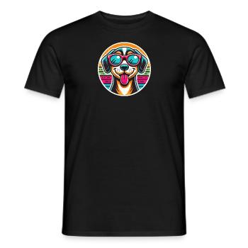 Cool dog with sunglasses - Men's T-Shirt - black - Front - AI Model Male 178 light (178cm)