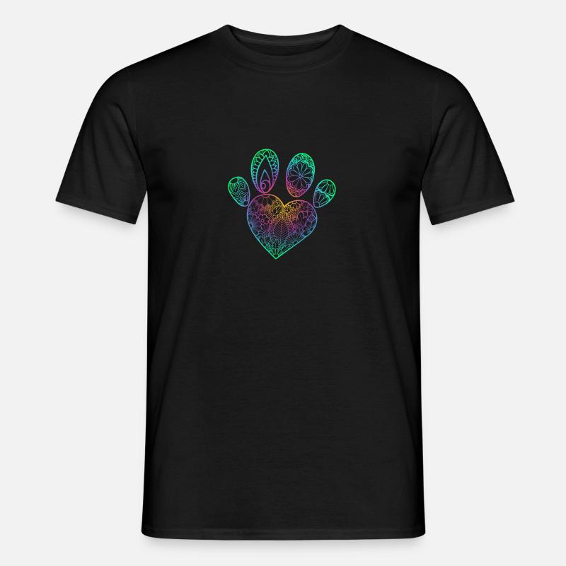 Pfote Regenbogen - Männer T-Shirt - Schwarz