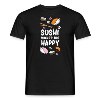 Sushi makes me happy - T-shirt homme - noir - Devant - AI Model Male 178 light (178cm)