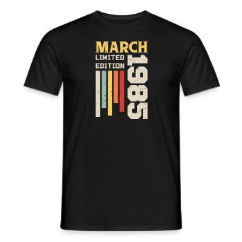 March 1985 - Birthday Gift March 1985 Anniv - Men's T-Shirt - black - Front - AI Model Male 178 light (178cm)