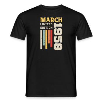 March 1958 - Birthday Gift March 1958 Anniv - Men's T-Shirt - black - Front - AI Model Male 178 light (178cm)