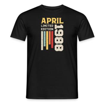 Avril 1988 - Cadeau anniversaire Avril 1988 Avril - T-shirt homme - noir - Devant - AI Model Male 178 light (178cm)