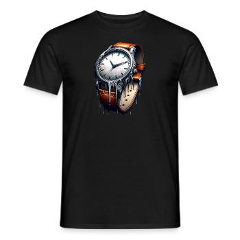 Temps écoulé – Montre-bracelet dégoulinante - T-shirt homme - noir - Devant - AI Model Male 178 light (178cm)