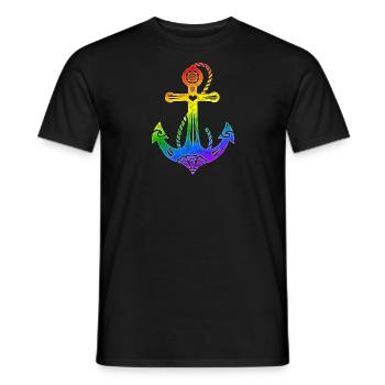 Rainbow Anchor Gay Pride, LGBT, LGBTQ, Rave, CSD - Men's T-Shirt - black - Front - AI Model Male 178 light (178cm)