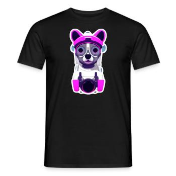 chien pilote d'un vaisseau dans l'espace - T-shirt homme - noir - Devant - AI Model Male 178 light (178cm)