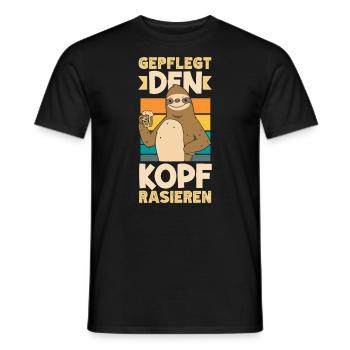 Geplegt den Kopf rasieren Biertrinker & Bier - Männer T-Shirt - Schwarz - Vorne - AI Model Male 178 light (178cm)