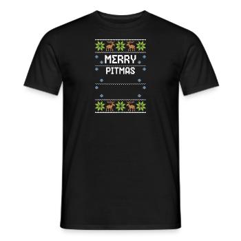 Merry Pitmas - Ugly Christmas - Men's T-Shirt - black - Front - AI Model Male 178 light (178cm)