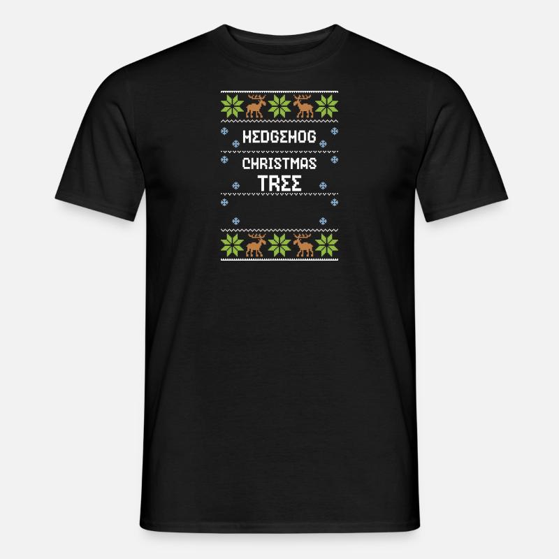 Hedgehog Christmas Tree - Männer T-Shirt - Schwarz