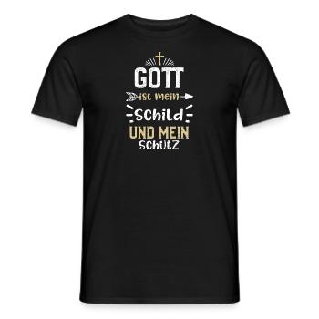 Gott ist mein Schild und mein Sc... - Männer T-Shirt - Schwarz - Vorne - AI Model Male 178 light (178cm)