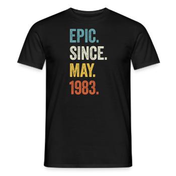 40 Years Old Epic Since May 1983 40th Birthday - Men's T-Shirt - black - Front - AI Model Male 178 light (178cm)
