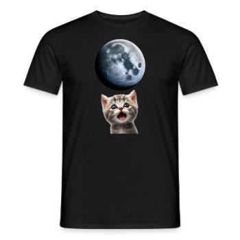 Chat miaulant vers la lune - T-shirt homme - noir - Devant - AI Model Male 178 light (178cm)