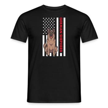 Drapeau du berger allemand américain - T-shirt homme - noir - Devant - AI Model Male 178 light (178cm)