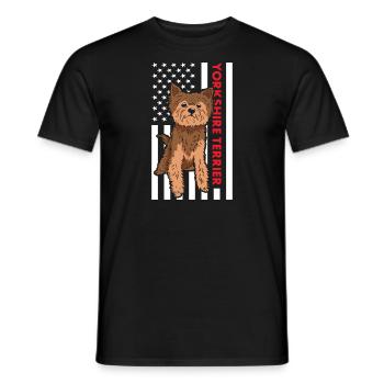 Yorkshire Terrier Us Flag - T-shirt homme - noir - Devant - AI Model Male 178 light (178cm)