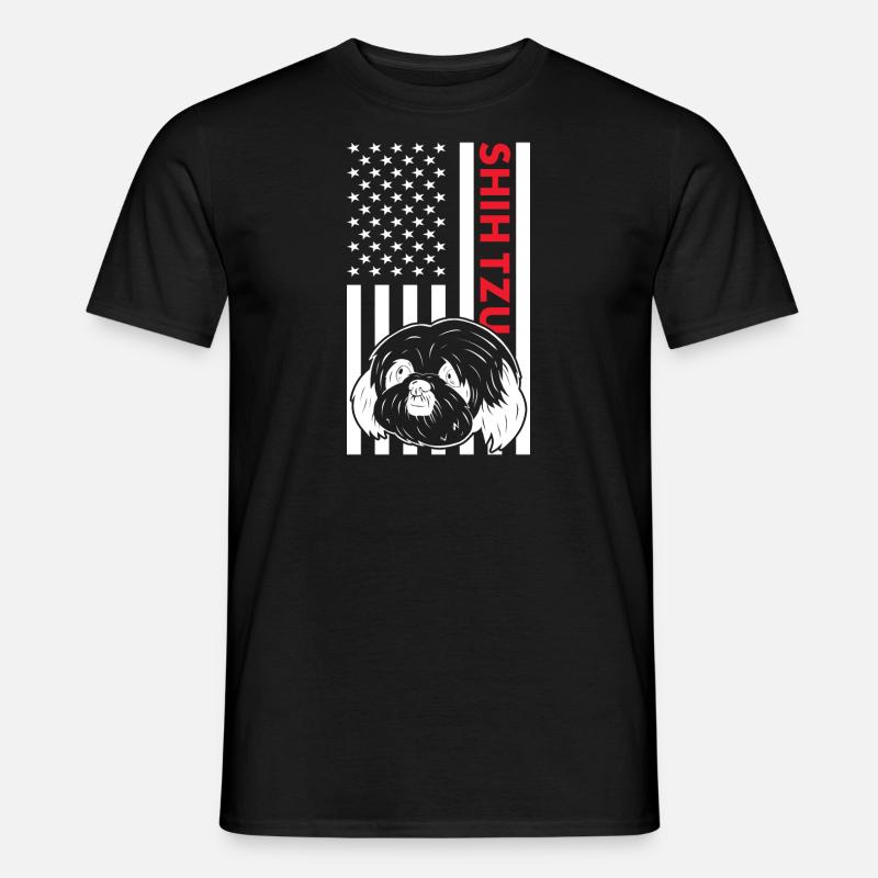 Shih Tzu Us Flag - Men's T-Shirt - black