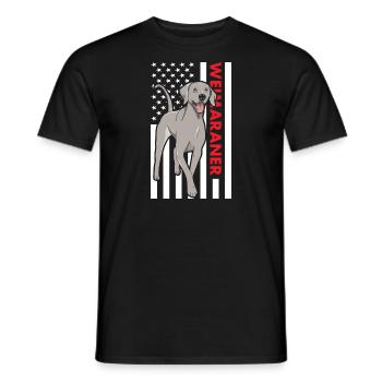 Braque de Weimar Us Flag - T-shirt homme - noir - Devant - AI Model Male 178 light (178cm)
