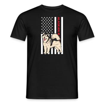 Malamute d’Alaska drapeau des États-Unis - T-shirt homme - noir - Devant - AI Model Male 178 light (178cm)