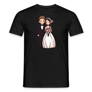 Mariée marié jeunes mariés mariage - T-shirt homme - noir - Devant - AI Model Male 178 light (178cm)