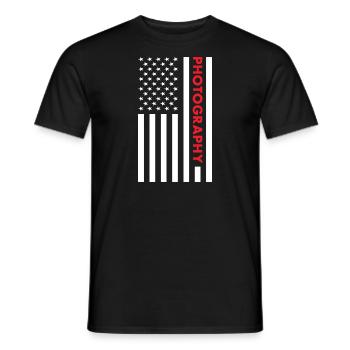 Photographer Us Flag Photography - Men's T-Shirt - black - Front - AI Model Male 178 light (178cm)