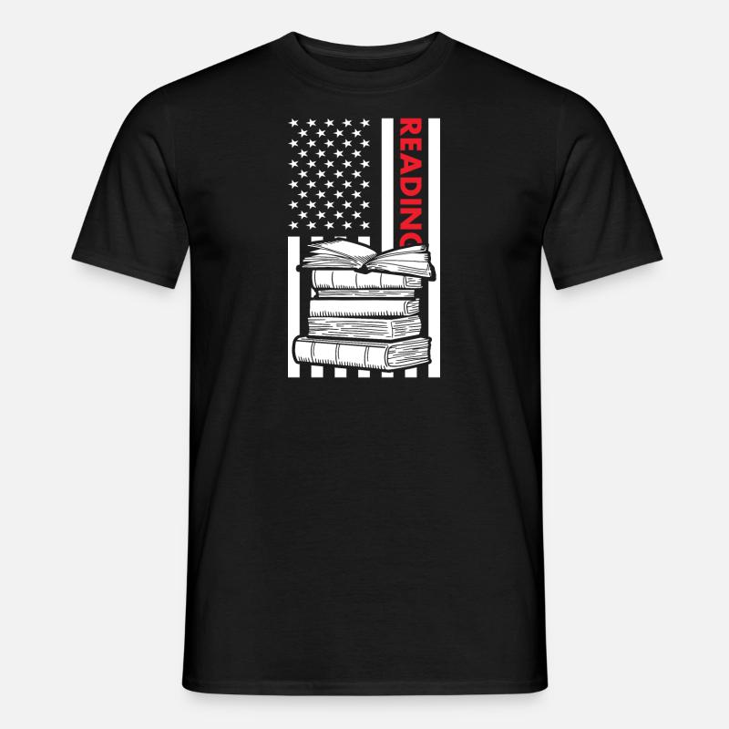 Reader Us Flag Reading - Männer T-Shirt - Schwarz