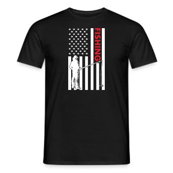 Fisher Us Flag Pêche - T-shirt homme - noir - Devant - AI Model Male 178 light (178cm)