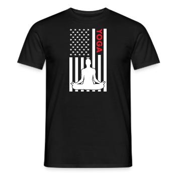 Yogi Us Flag Yoga - Männer T-Shirt - Schwarz - Vorne - AI Model Male 178 light (178cm)