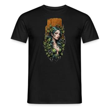 Efeu-Verzauberung: Die Umarmung der Natur - Männer T-Shirt - Schwarz - Vorne - AI Model Male 178 light (178cm)