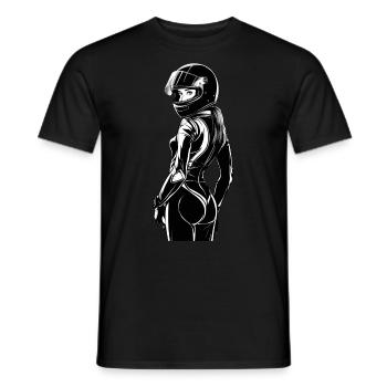 Motorradfahrerin Motorrad für eine - Männer T-Shirt - Schwarz - Vorne - AI Model Male 178 light (178cm)