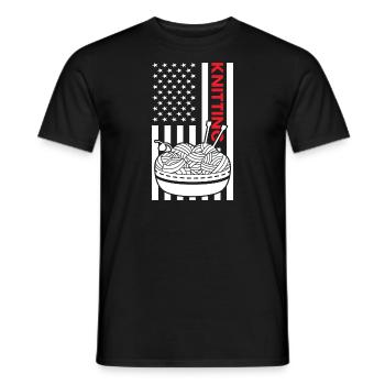 Knitter Us Flag Knitting - Men's T-Shirt - black - Front - AI Model Male 178 light (178cm)