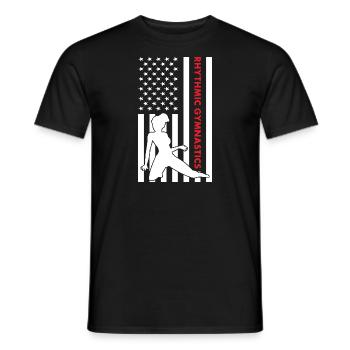 Gymnast Us Flag Rhythmic Gymnastics - Men's T-Shirt - black - Front - AI Model Male 178 light (178cm)