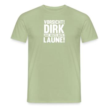 Prénom Dirk - T-shirt homme - vert sauge - Devant - AI Model Male 178 light (178cm)