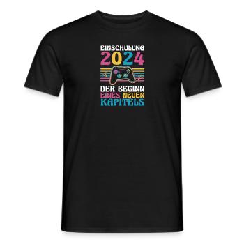 Écolier de 1ère année Retour à l’école Inscription à l’école des joueurs - T-shirt homme - noir - Devant - AI Model Male 178 light (178cm)