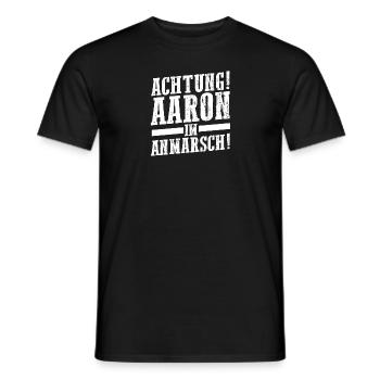 Vorname Aaron - Männer T-Shirt - Schwarz - Vorne - AI Model Male 178 light (178cm)