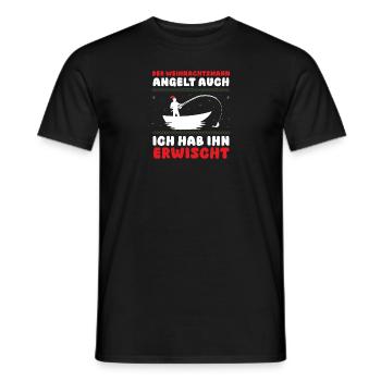 Santa Claus Fishing Christmas Party Christmas - Men's T-Shirt - black - Front - AI Model Male 178 light (178cm)