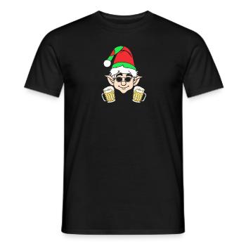 Père Noël Elfe de Noël Bière Elfe de Noël - T-shirt homme - noir - Devant - AI Model Male 178 light (178cm)