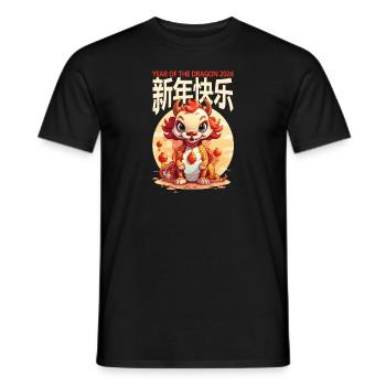 Year Of The Dragon Happy Chinese New Year 2024 - Männer T-Shirt - Schwarz - Vorne - AI Model Male 178 light (178cm)