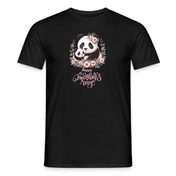 Happy Mother's Day Floral Wreath Mum Panda - Männer T-Shirt - Schwarz - Vorne - AI Model Male 178 light (178cm)