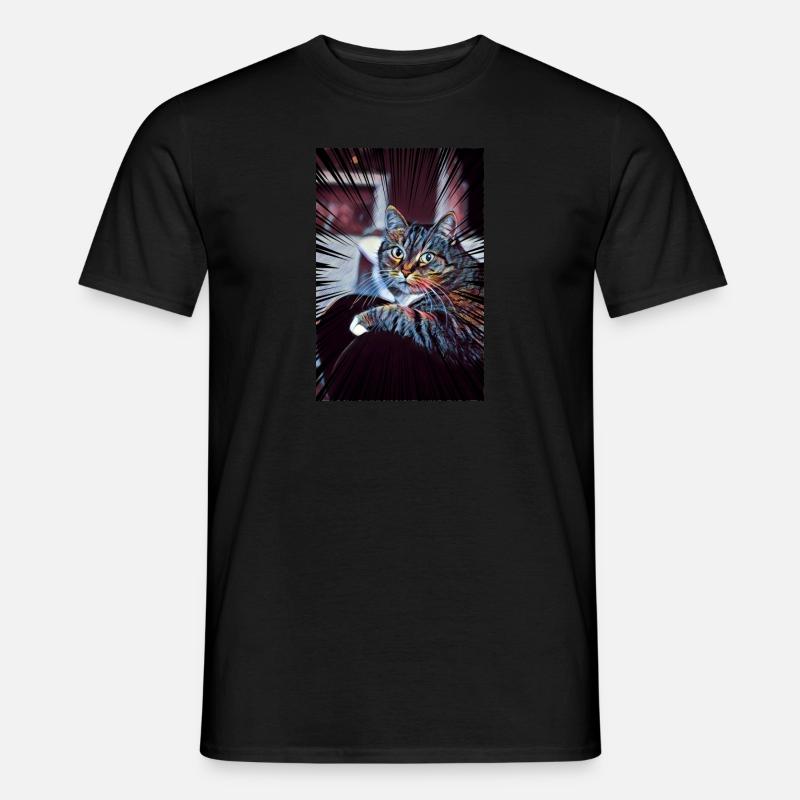 Süße Katze Comic - Männer T-Shirt - Schwarz