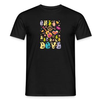 Hippie Retro Love Peace Rhyme Design - Men's T-Shirt - black - Front - AI Model Male 178 light (178cm)
