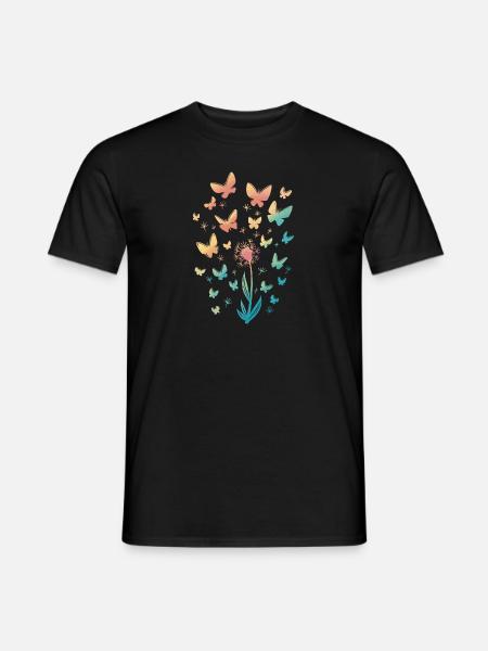 Butterflies Dandelions - Männer T-Shirt - Schwarz