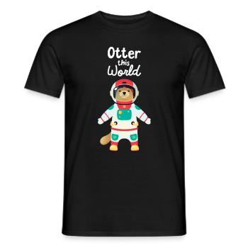 Otter This World - Cosmonaut - Men's T-Shirt - black - Front - AI Model Male 178 light (178cm)